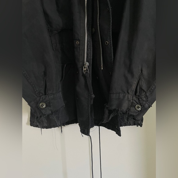 LARGE UNISEX custom Distressed WHAT GOES AROUND COMES AROUND Black M-65 Jacket - Picture 8 of 8